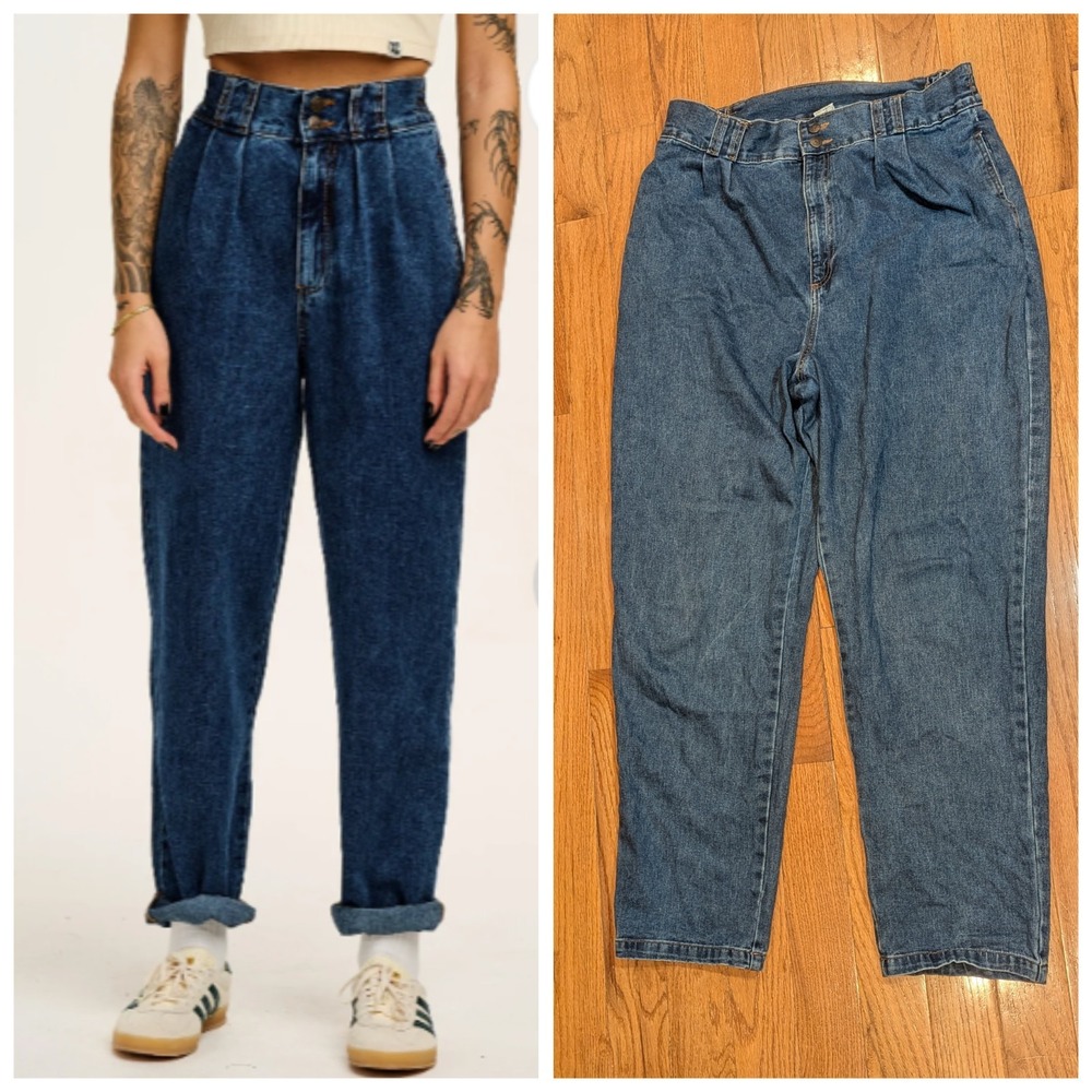 Lucy & Yak Addison Y2K Balloon Jeans High Waist Pleated Tapered Denim W38